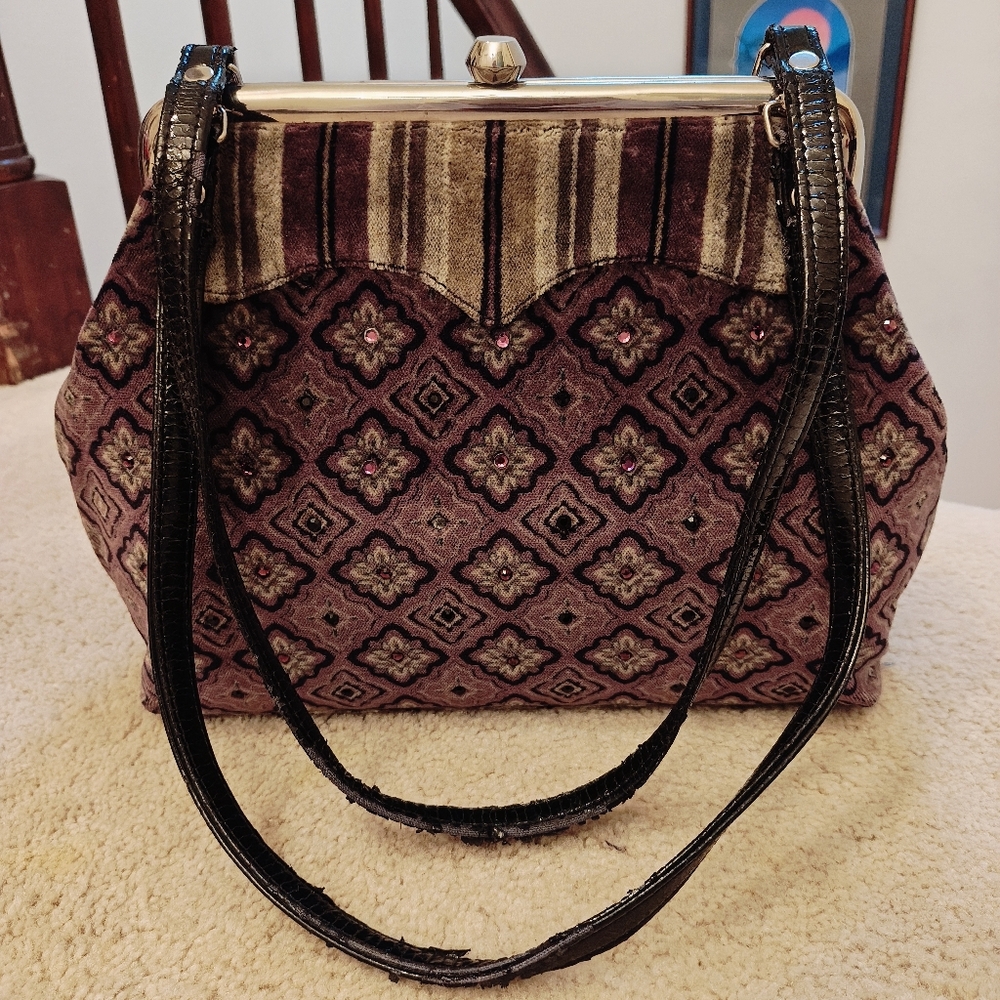 Vintage m. andonia Velvet & Jeweled Brocade Tapestry Purse.